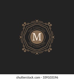 The letter M made in modern line style vector. Luxury elegant frame ornament and ethnic tribal elements. Example designs for Cafe, Hotel, Jewelry, Fashion, Restaurant 