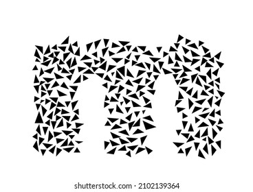 Letter M made up of small triangles