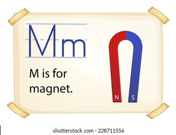 A letter M for magnet on a white background 