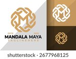 Letter M Mandala Elegant Logo Icon Vector Design Illustration