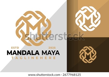 Letter M Mandala Elegant Logo Icon Vector Design Illustration