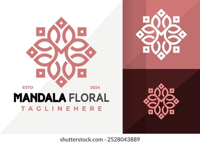 Letra M Mandala Floral Logo Ícone Vetor Design. Ilustração de designs de logotipos simples e criativos