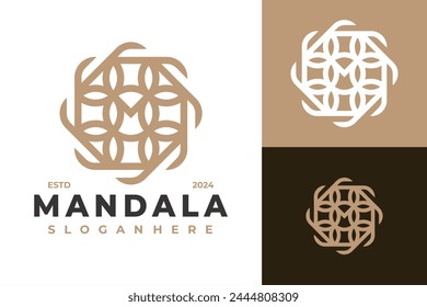 Letter M Mandala Flowers logo design vector symbol icon illustration