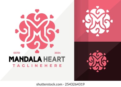 Letter M Mandala Heart Logo Icon Vector Design