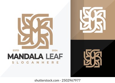 Letter M Mandala Leaves Logo design vector symbol icon illustration