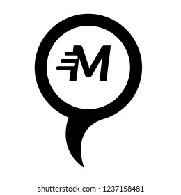 letter M and map pin. logo concept. Designed for your web site design, logo, app, UI