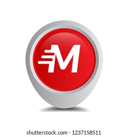 letter M and map pin. logo concept. Designed for your web site design, logo, app, UI