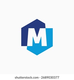 Buchstabe M Zeichen Sechseck Sechseck Logo, Vektorgrafik
