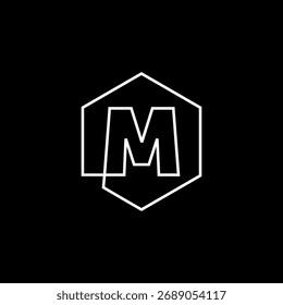 letter m mark hexagon hexagonal logo vector icon illustration