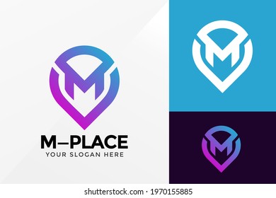 Letter M Mark Place Location Logo Design, Brand Identity logos vector, modern logo, Logo Designs Vector Illustration Template