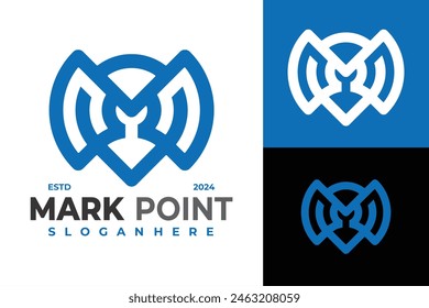 Letra M Mark Point logo diseño Vector símbolo icono ilustración