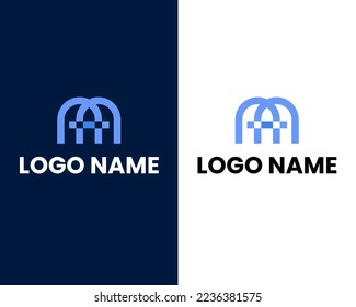 letter m and a mark tech logo design