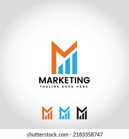 letter m marketing logo design