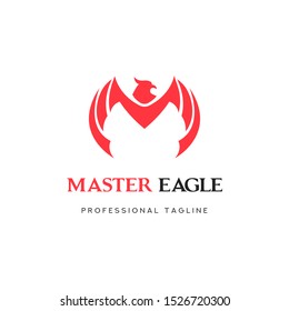 Letter M for Master Eagle Logo Icon template Vector Design