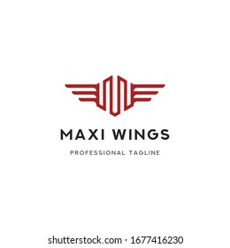 Letter M for Maxi Wings Logo Template Design