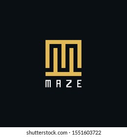 Letter M maze logo simple