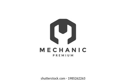 letter M with mechanic tools logo symbol vector icon illustration graphic design