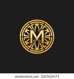 letter M medallion emblem initial circle badge logo