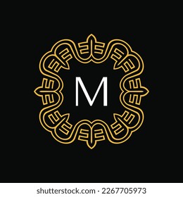 letter M medallion emblem initial circle badge logo