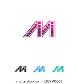 Logotipo vectorial del logotipo de la letra m, logotipo de la letra M, logotipo del juego de medios de la letra m, logotipo de m