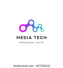 Letter M Media Tech Logo Icon Template Design