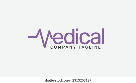 letter m medical logo with typograhic ecg heart beat incorporated in the initial m letter vector