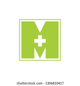 letter m medical simple geometric square logo