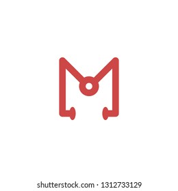 Letter M for medical stethoscope vector logo template