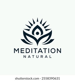 letter M meditation or lotus flower logo design inspiration