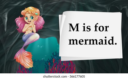 Letter M is for mermaid illustration