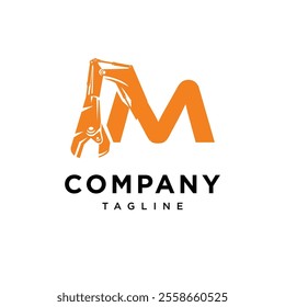 Letter M Metal Shear Excavator Logo Icon Vector