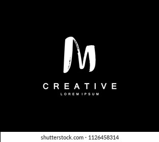 Letter M Minimal Brush Grunge Artistic Logo