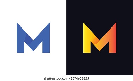 Letter M Minimal Business Logo With 3D Rounded Shadow | Gradient M Letter Typography Symbol