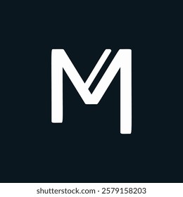 Letter M Minimal Business Logo With 3D Cut with Line | M Letter Typography Symbol