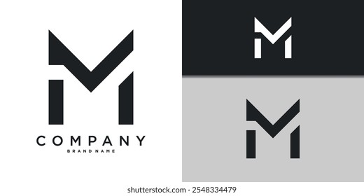 Letter M minimal logo icon design template elements. Premium Vector