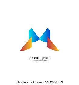 "Buchstabe M". Minimalistisches, einfaches, digitales und modernes Logo-Design.