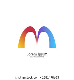 "letter M". Minimalist, simple, digital and modern logo design.