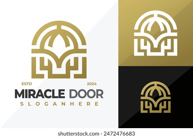 Letter M Miracle Door logo design vector symbol icon illustration