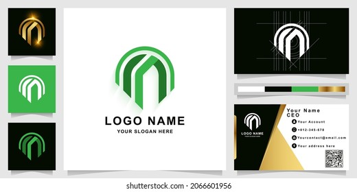 Letter m or mm monogram logo template with business card design
