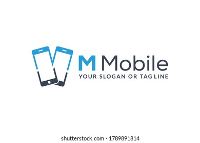 letter M mobile logo design vector template