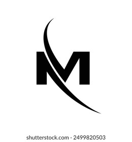 Letter M with modern arrow shape unique logo