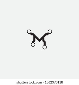 Letter M Modern Circuit Tech, simple design m letter.