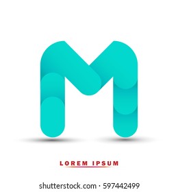 Letter M. modern concept and simple typographic. blue 