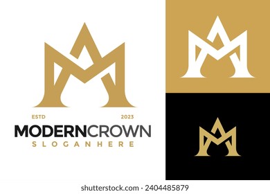 Letra M Ilustración del símbolo del vector del diseño del logotipo de la corona moderna