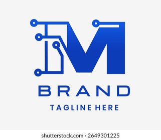 Letra M Diseño de Logo de Tecnología Digital Moderna