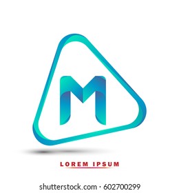 Letter M. Modern and elegant typography. Gradient green