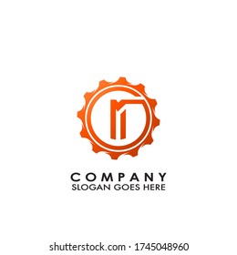 Letra M Diseño De Plantilla De Logotipo Inicial De Gear Moderno.