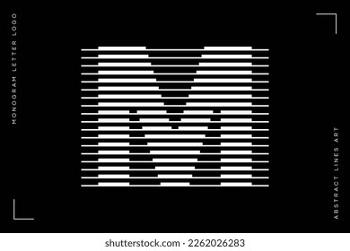 Letter M Modern Logo with Horizontal Line Pattern