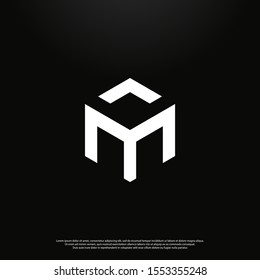 Letter M modern Logo icon monogram design. Vector graphic design template element. black background.