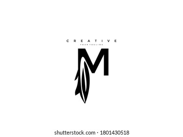 Letter M Modern Monogram Flourishes Linked Logo